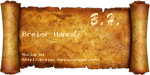 Breier Hannó névjegykártya